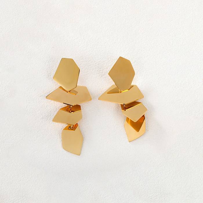 1 par de brincos de gota geométricos estilo simples banhados a ouro 18K em aço inoxidável