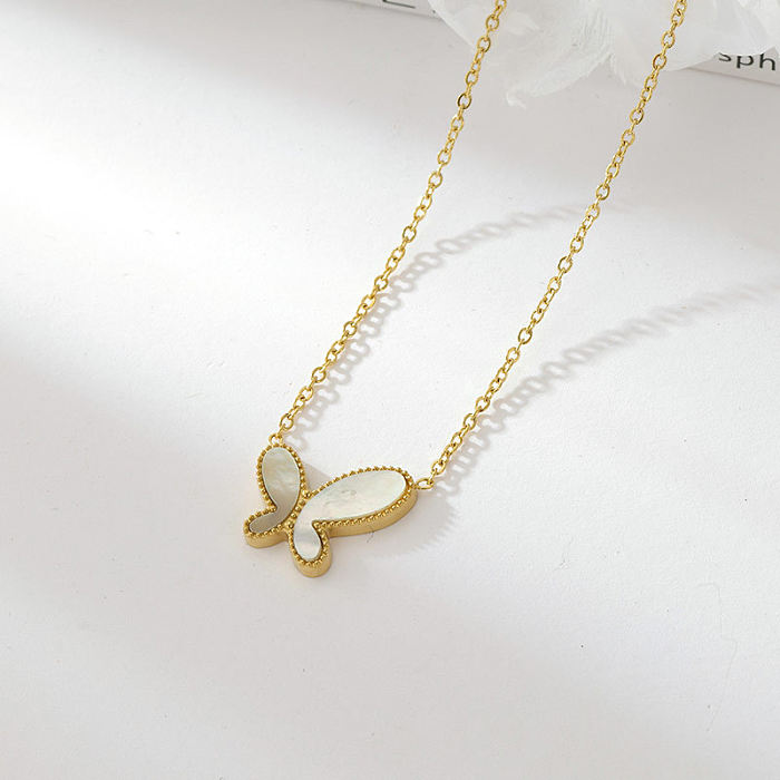 Sweet Simple Style Butterfly Stainless Steel  Plating Gold Plated Pendant Necklace