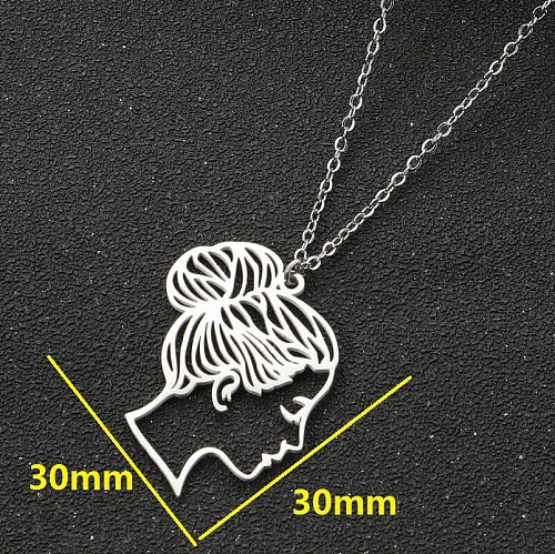 Fashion Portrait Stainless Steel  Stainless Steel Plating Hollow Out Pendant Necklace 1 Piece