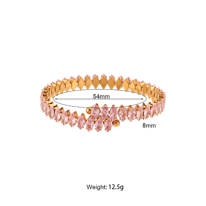 Fashion Solid Color Stainless Steel Plating Inlay Zircon Bangle 1 Piece