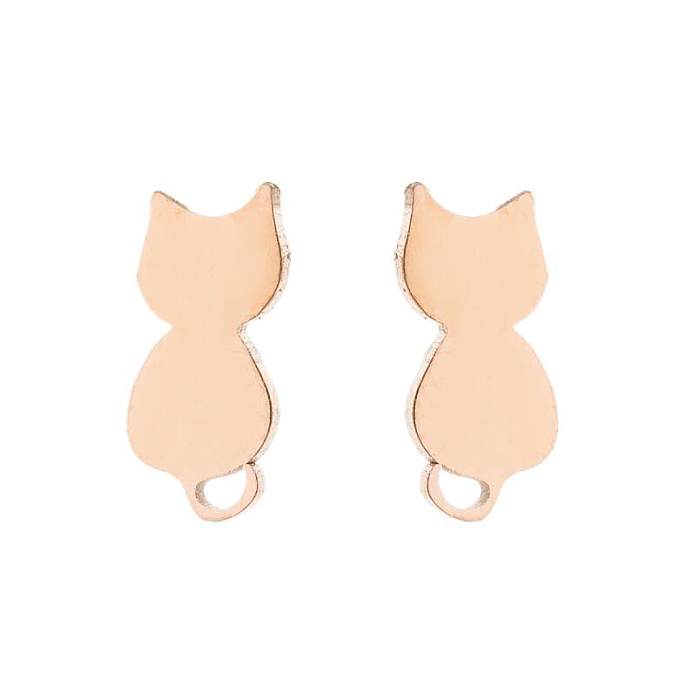 Fashion Cat Stainless Steel  Ear Studs 1 Pair
