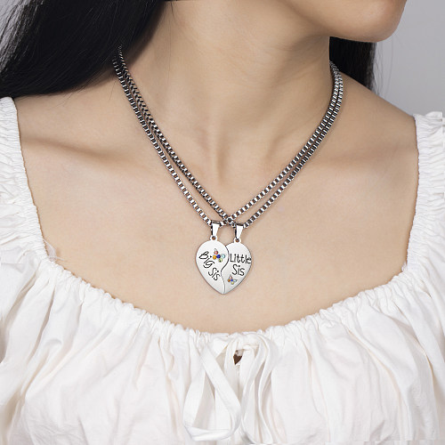 Simple Style Letter Butterfly Stainless Steel  Plating Inlay Zircon Gold Plated Necklace