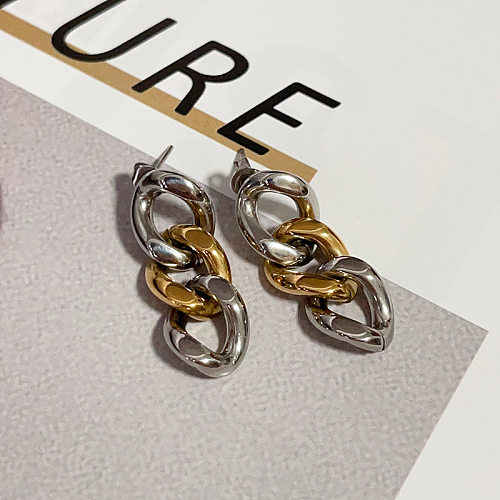 Pendientes colgantes chapados en acero inoxidable, geométricos, de moda, 1 par