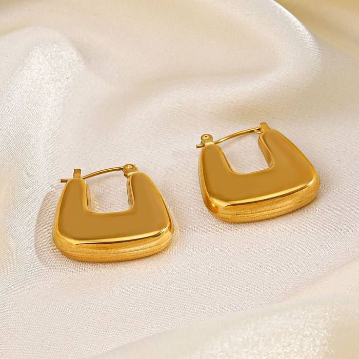 1 Paar elegante U-förmige Edelstahl-Ohrringe mit 18-Karat-Vergoldung