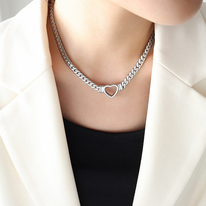 Elegant Heart Shape Stainless Steel Necklace Metal Stainless Steel  Necklaces