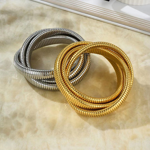 Exaggerated Solid Color Stainless Steel Plating Bangle