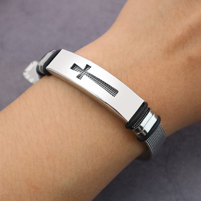Vintage Style Simple Style Classic Style Cross Stainless Steel Bangle