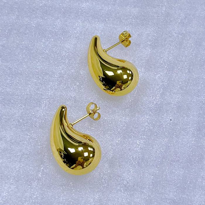 1 Pair Simple Style Water Droplets Plating Stainless Steel  Ear Studs