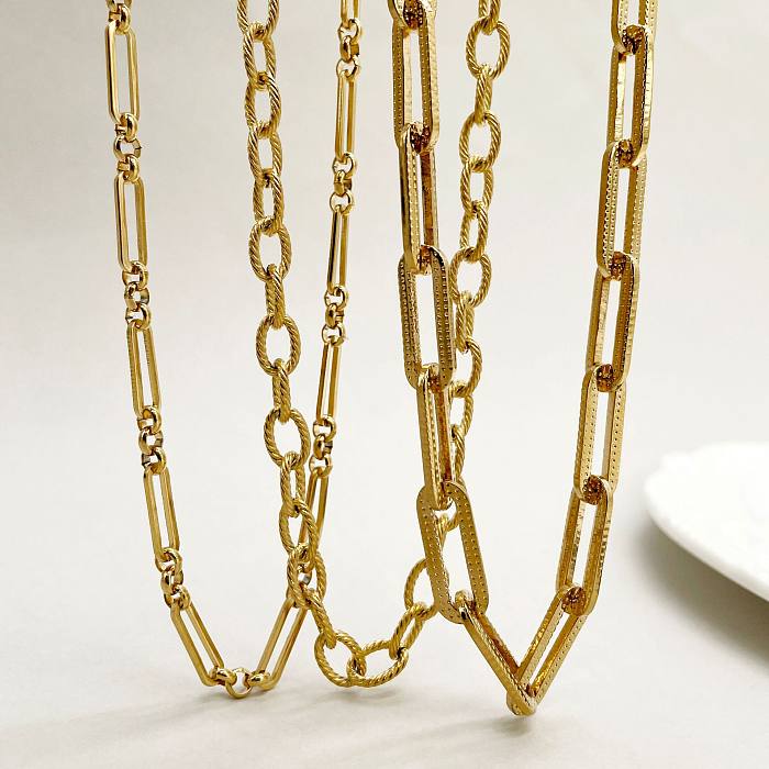 INS Style Printing Stainless Steel  Plating Chain Necklace 1 Piece