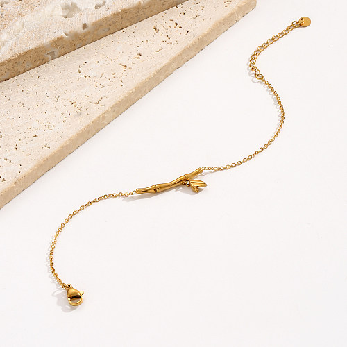 Simple Style Bamboo Stainless Steel Plating 18K Gold Plated Bracelets