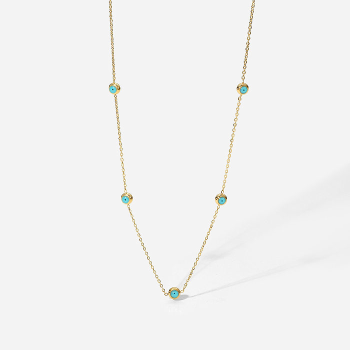 New 18K Gold-plated Stainless Steel  Turquoise Beads Fine Necklace