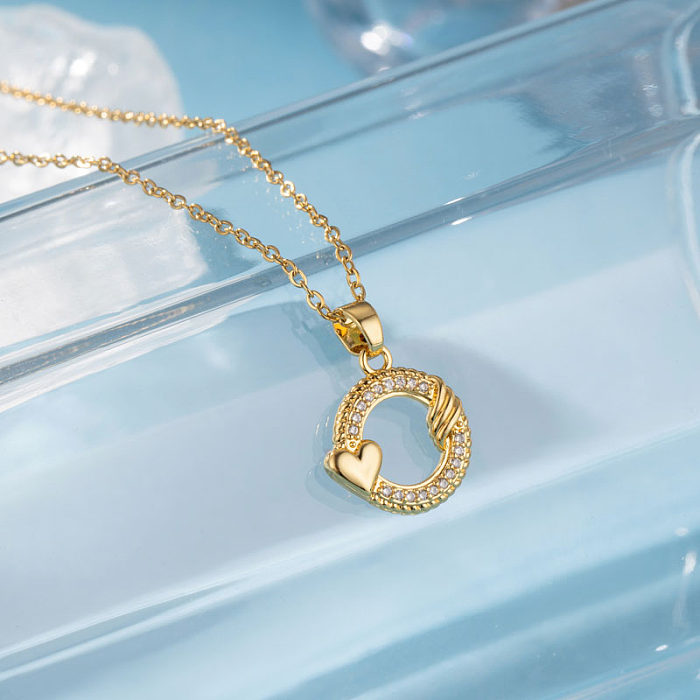 Elegant Sun Heart Shape Eye Stainless Steel  Stainless Steel Plating Inlay Zircon 18K Gold Plated Gold Plated Pendant Necklace