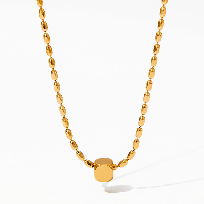 Colar longo banhado a ouro com revestimento de aço inoxidável de cor sólida casual estilo simples