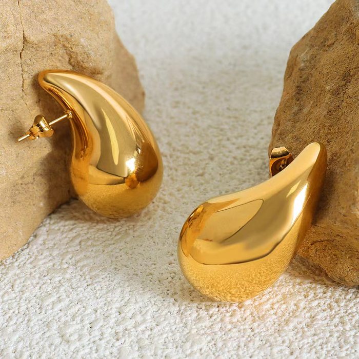 1 par casual de cor sólida chapeado aço inoxidável banhado a ouro prateado brincos