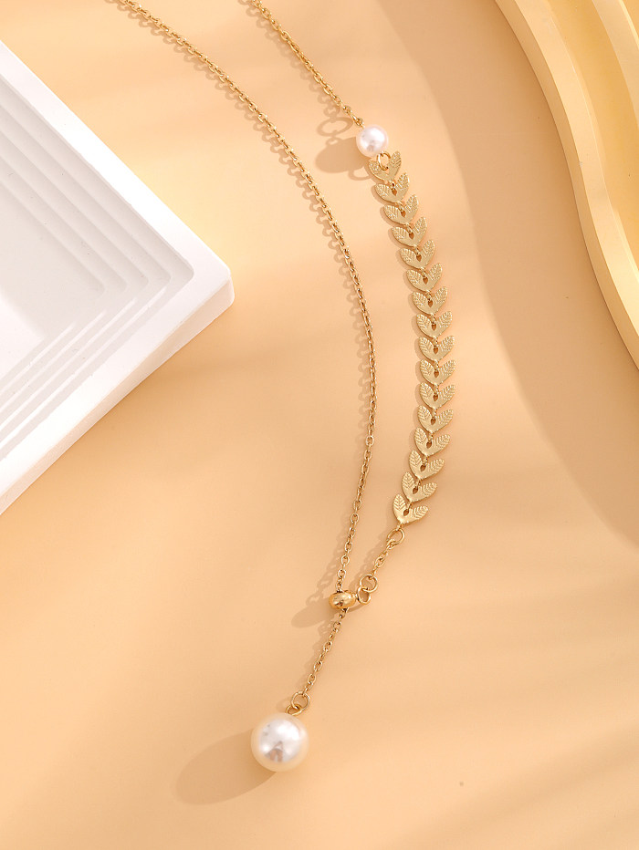 Retro Classic Style Ball Stainless Steel Plating Gold Plated Necklace