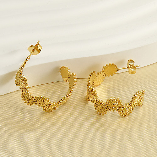 1 Pair INS Style C Shape Irregular Stainless Steel  Plating 18K Gold Plated Ear Studs