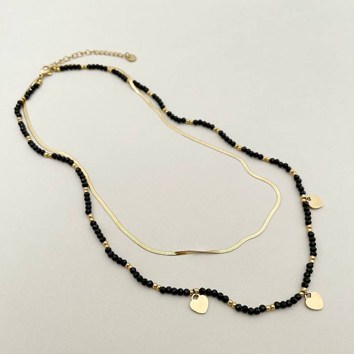 Böhmische Halskette in Herzform mit Edelstahlbeschichtung, 1 Stück
