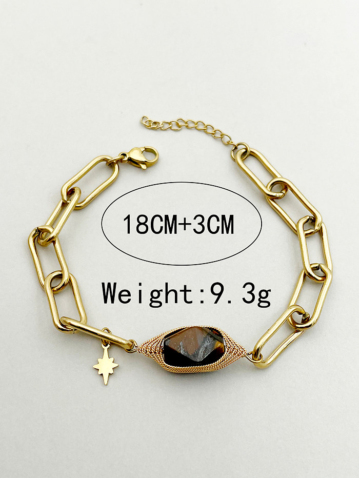 Casual Modern Style Irregular Stainless Steel Natural Stone Patchwork Plating Gold Plated Bracelets