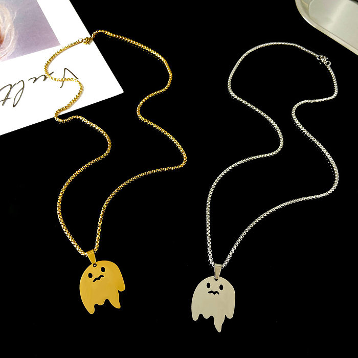 Paar niedliche Geister-Halskette aus Edelstahl mit Überzug aus Edelstahl-Halsketten