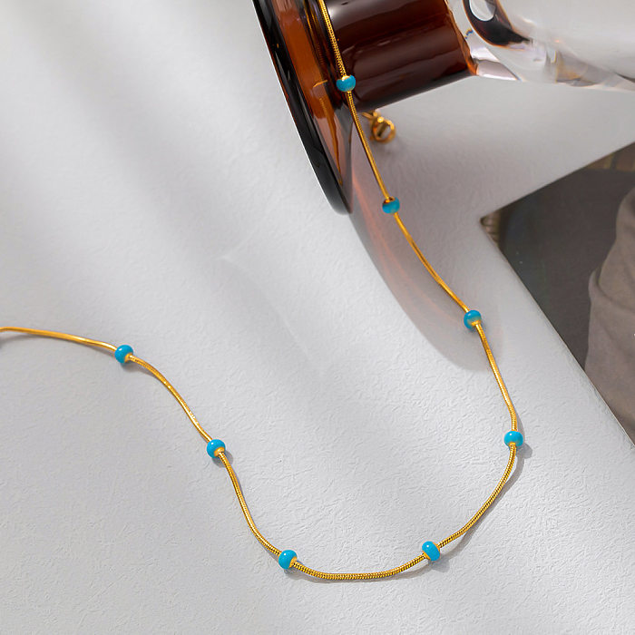 Urlaubsschmuck Halskette aus Edelstahl mit Perlenbeschichtung