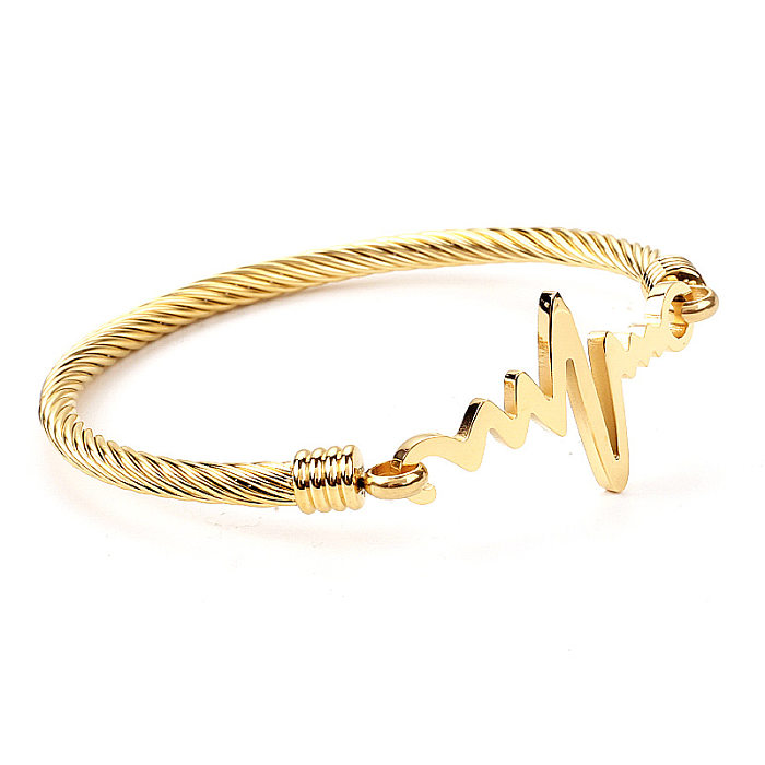 Classic Style Electrocardiogram Stainless Steel Plating 18K Gold Plated Bangle