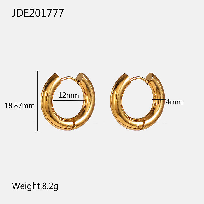 European And American Earrings 4mm Thickness Inner Diameter 12mm Classic Stainless Steel  Hoop Earrings Jewelry