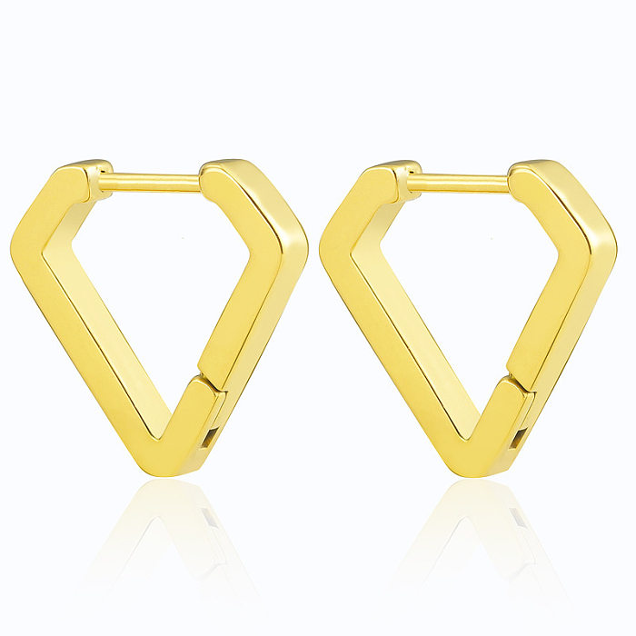1 par de brincos femininos geométricos em forma de coração e estrela banhados a ouro 18K em aço inoxidável