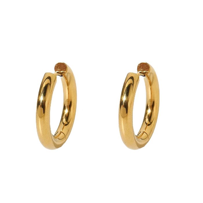 3 Pairs Simple Style Circle Polishing Plating Stainless Steel 18K Gold Plated Earrings