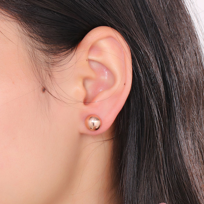 3 Pairs Elegant Cute Round Stainless Steel  Ear Studs
