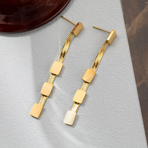 1 Paar Streetwear-Ohrringe aus Edelstahl mit quadratischer Quastenbeschichtung