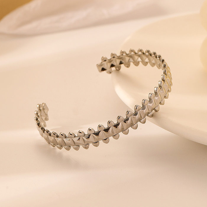 Simple Style Waves Rhombus Stainless Steel Plating Bangle 1 Piece