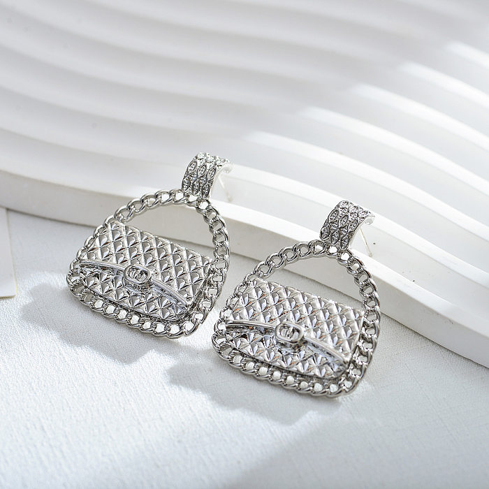 1 paire de boucles d'oreilles pendantes en acier inoxydable, placage géométrique, Style classique