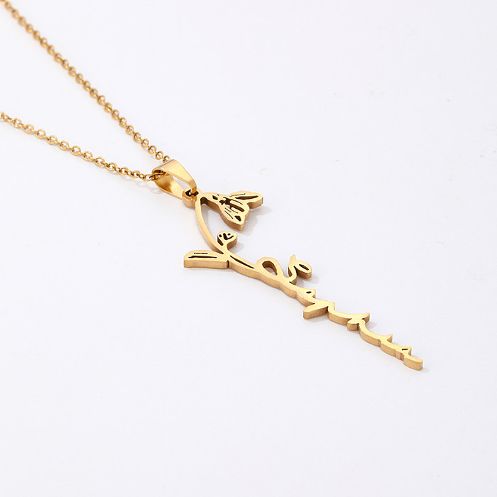 IG Style Vintage Style Solid Color Flower Stainless Steel  Plating Gold Plated Silver Plated Pendant Necklace