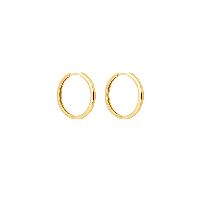 Fashion Simple Gold And Silver Plain Hoop Stainless Steel Earrings