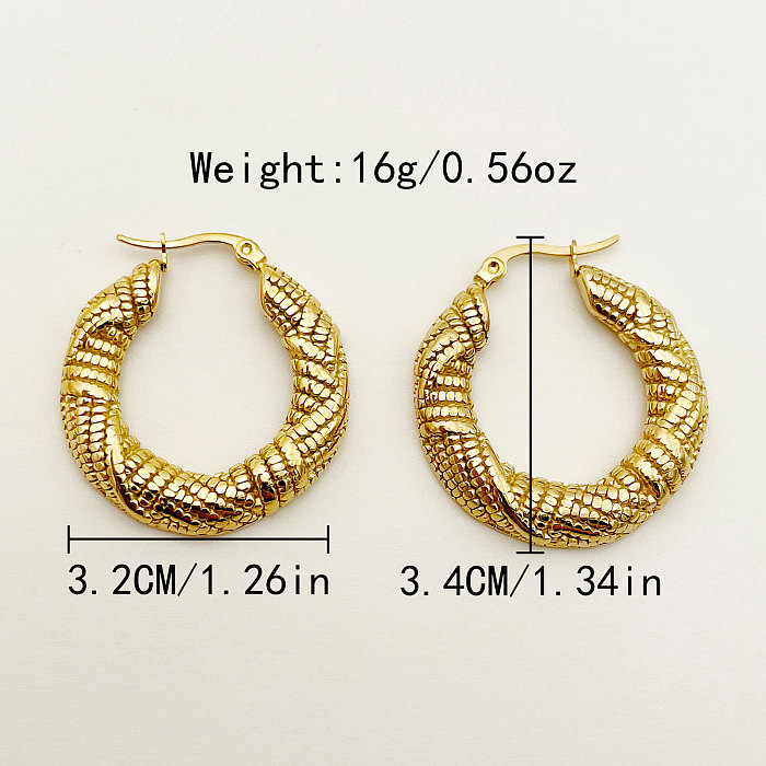 1 Pair Retro Roman Style Solid Color Plating Stainless Steel  Gold Plated Hoop Earrings