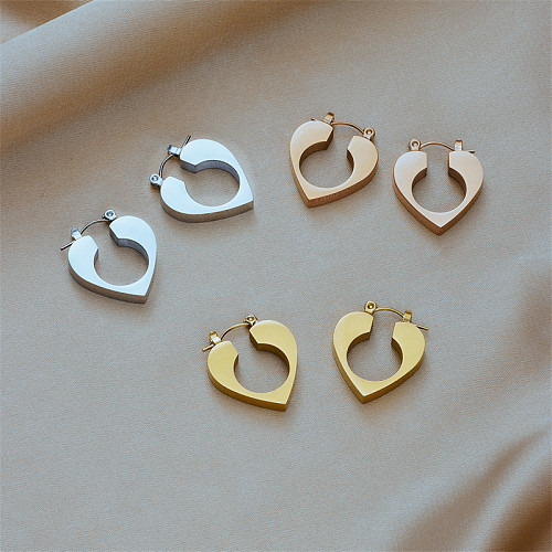 Basic Heart Shape Stainless Steel Plating Dangling Earrings 1 Pair