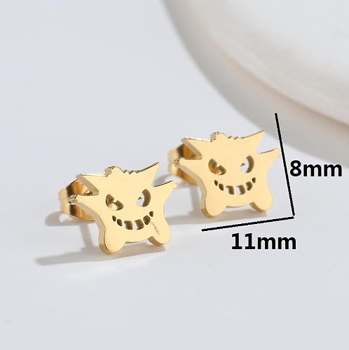 1 Pair Retro Monster Stainless Steel Hollow Out Ear Studs