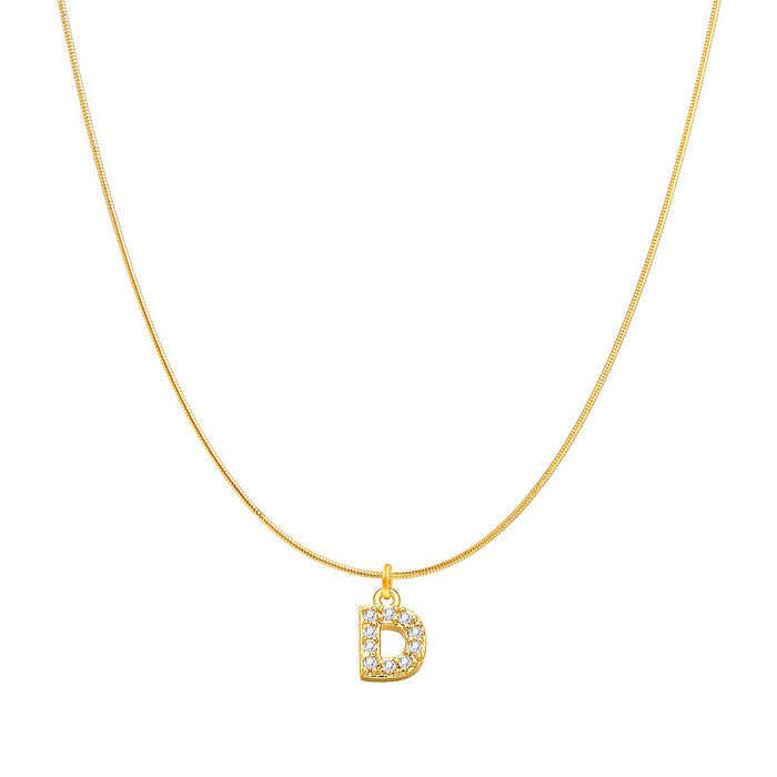 Damen-Halskette mit Buchstaben-Anhänger aus Edelstahl mit Inlay und künstlichen Edelsteinen