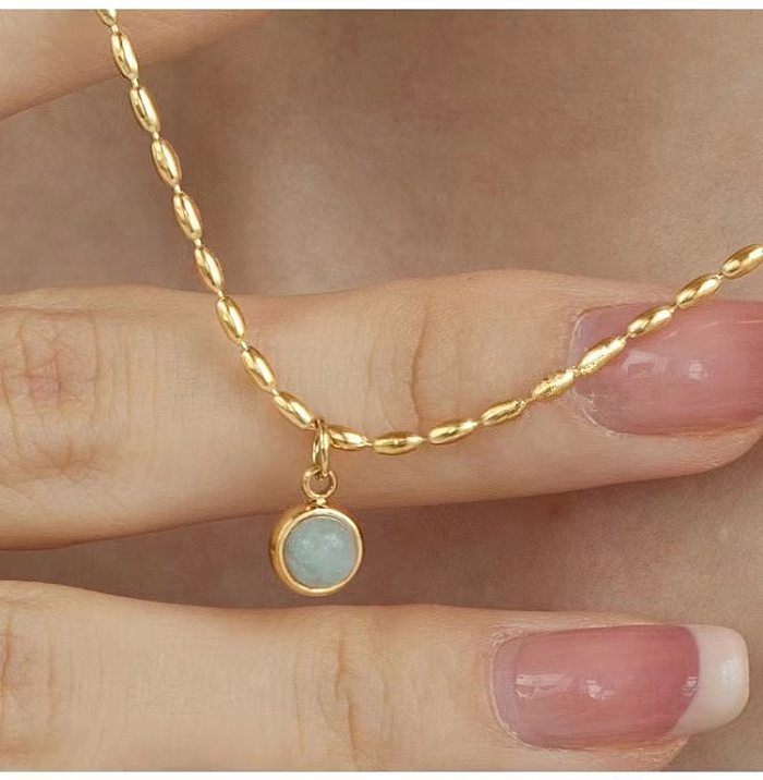 Cute Round Dots Stainless Steel Plating Zircon Pendant Necklace 1 Piece
