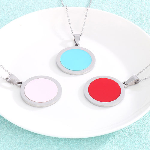 Collier pendentif en acrylique plaqué or 18 carats en acier inoxydable en forme de cœur rond de style simple en vrac