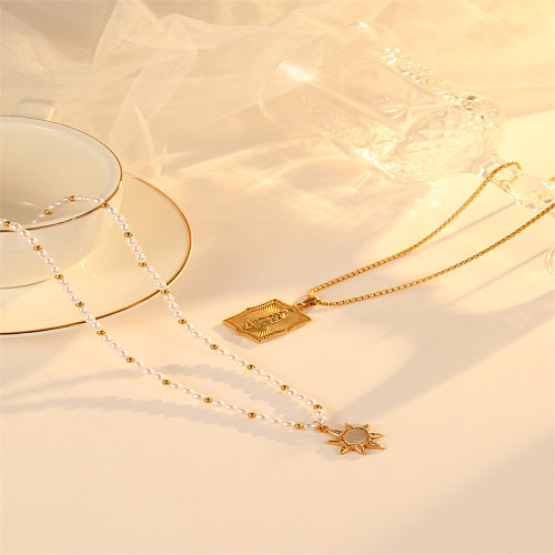 Casual Simple Style Sun Stainless Steel  Plating Gold Plated Pendant Necklace