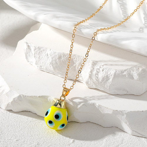 Vintage Style Simple Style Devil'S Eye Stainless Steel  Glass Pendant Necklace