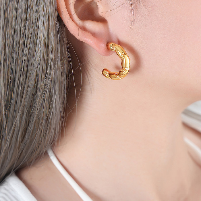 1 paire de clous d'oreilles plaqués or 18 carats, style moderne et simple, placage torsadé
