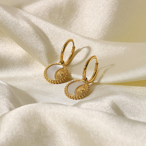 Simple Style Sun Moon Stainless Steel  Drop Earrings Gold Plated No Inlaid Shell Stainless Steel  Earrings