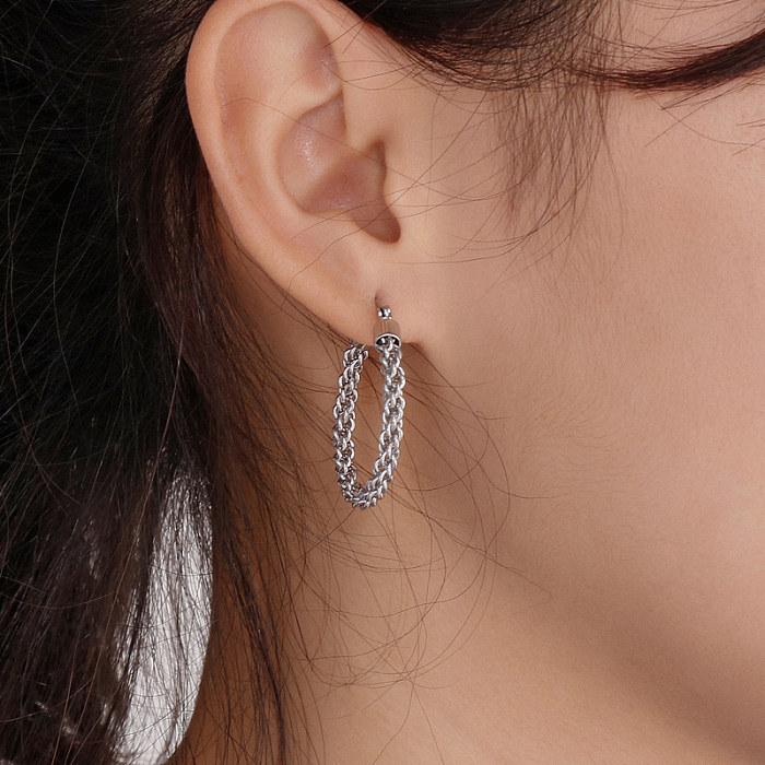 1 Pair Simple Style Streetwear Twist Stainless Steel  Plating Earrings