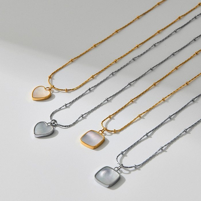 Collar con colgante de gema con incrustaciones de acero inoxidable en forma de corazón de estilo simple 1 pieza