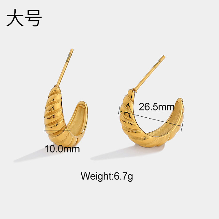 Fashion Gold-plated Stainless Steel  Croissant Bag Hoop Earrings