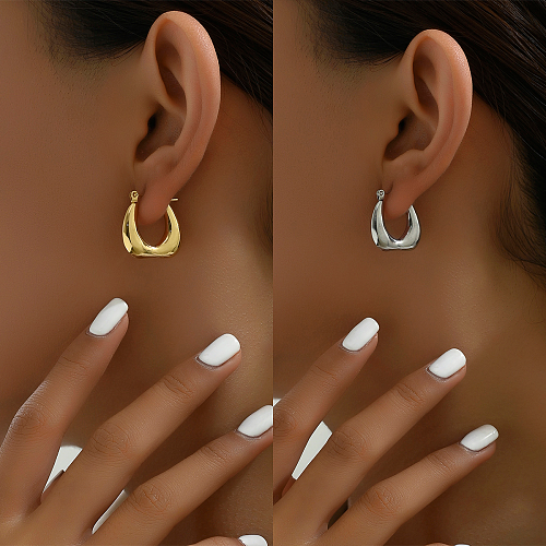1 Pair Basic Vintage Style U Shape Plating Stainless Steel  18K Gold Plated White Gold Plated Hoop Earrings