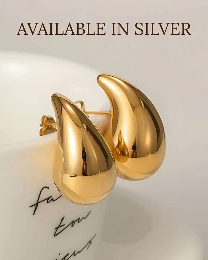 1 par de pendientes chapados en oro de acero inoxidable chapado en Color sólido de estilo Simple
