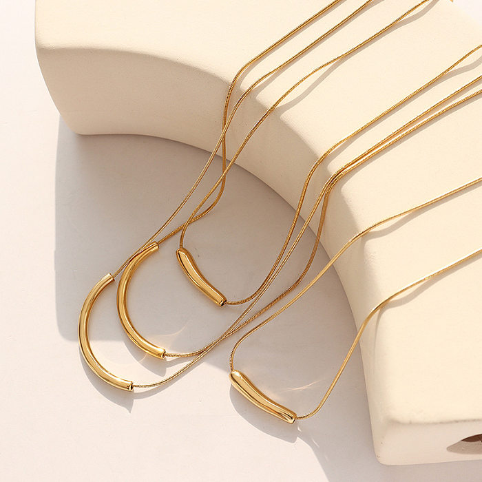 Bijoux fantaisie collier sourire en acier inoxydable plaqué or chaîne de clavicule minimaliste